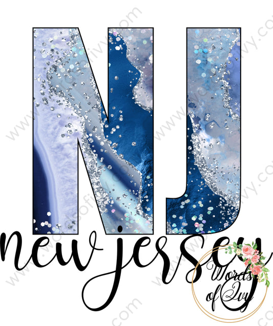 Us State Sublimation Digital Download - Blue Agate New Jersey 210606