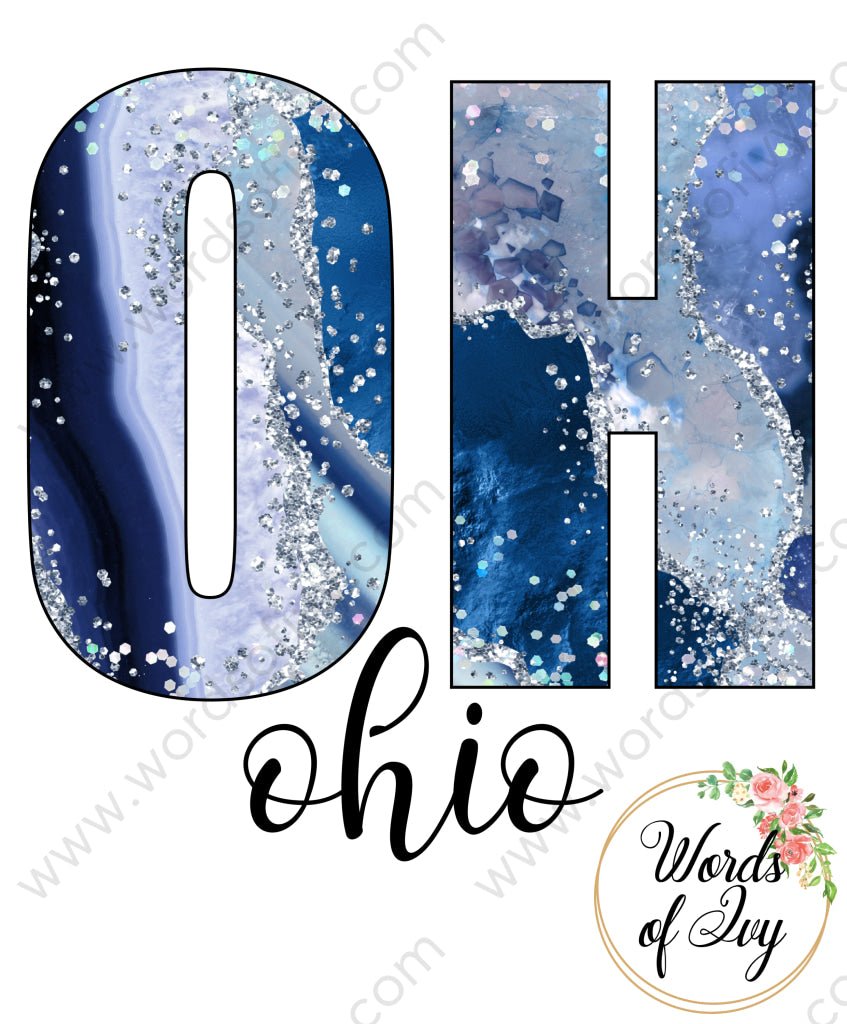 Us State Sublimation Digital Download - Blue Agate Ohio 210606
