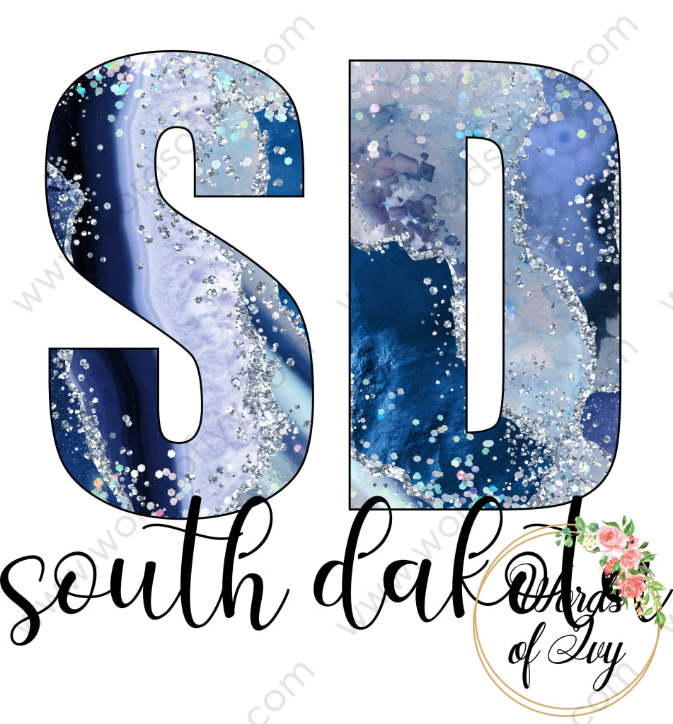 Us State Sublimation Digital Download - Blue Agate South Dakota 210606