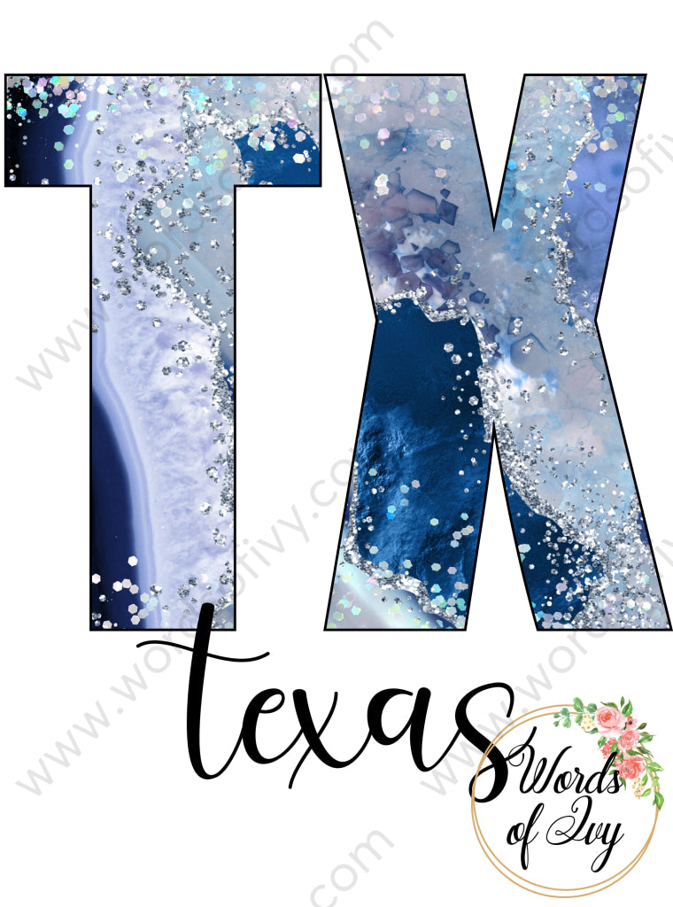Us State Sublimation Digital Download - Blue Agate Texas 210606