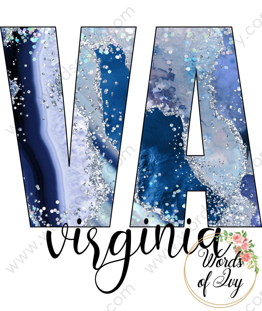 US State Sublimation Digital Download - Blue Agate Virginia 210606 | Nauti Life Tees